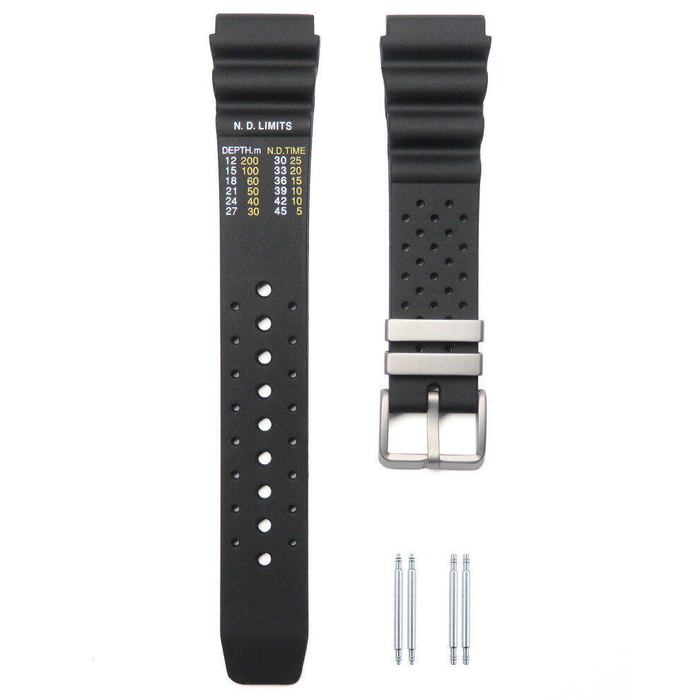 Bracelet de montre TIMEWHEEL 20 mm MOD en caoutchouc souple noir compatible avec les montres Citizen Hyper Aqualand Duplex Promaster
