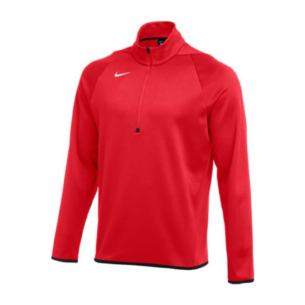 Nike Men's Therma LS 1/4-ZIP TOP Pullover (Red  Medium)