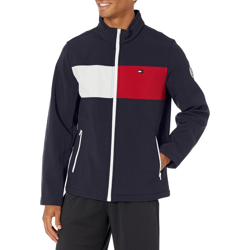 Tommy Hilfiger Men's Active Soft Shell Jacket  Night Sky/Two Tone Flag