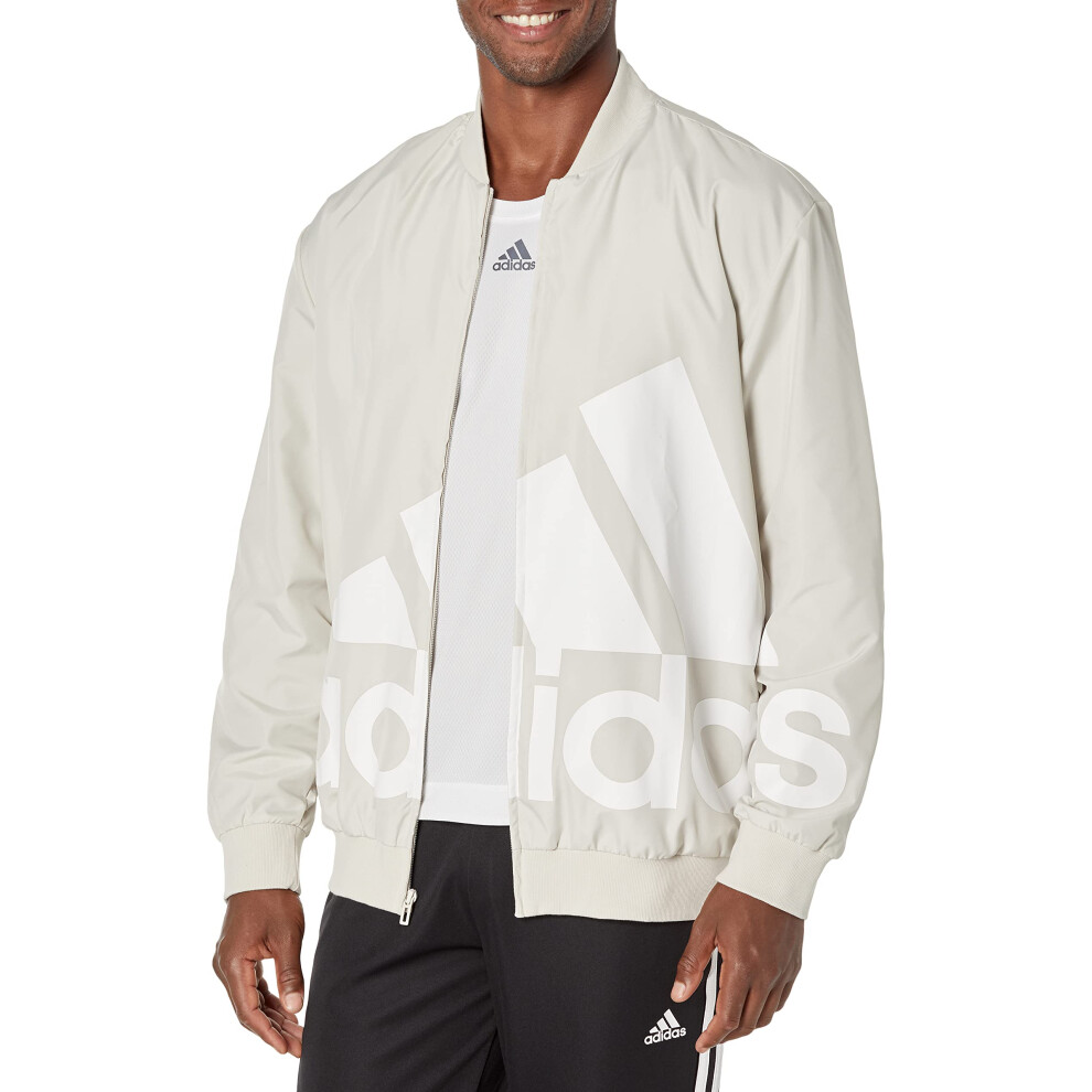 adidas Men's Essentials Giant Logo Windbreaker  Black/White  Large