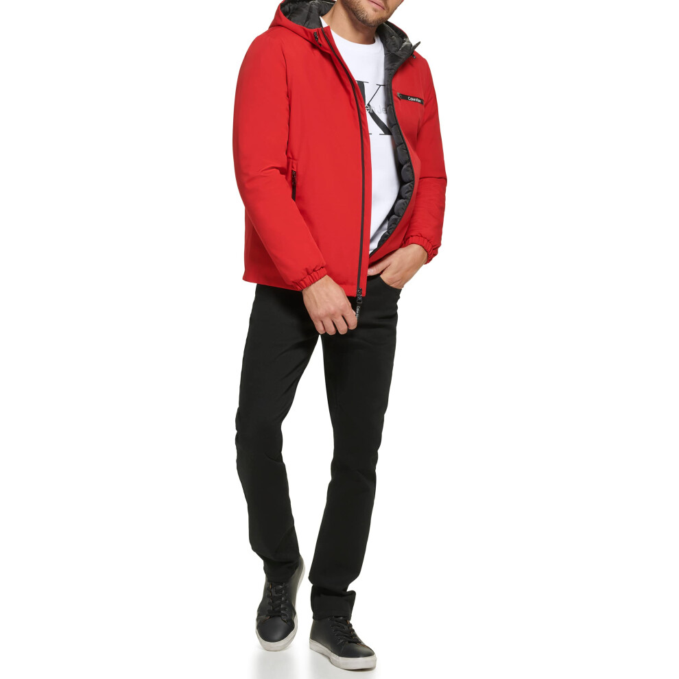 Calvin Klein Men's Classic Hooded Stretch Jacket  True Red  XX-Large