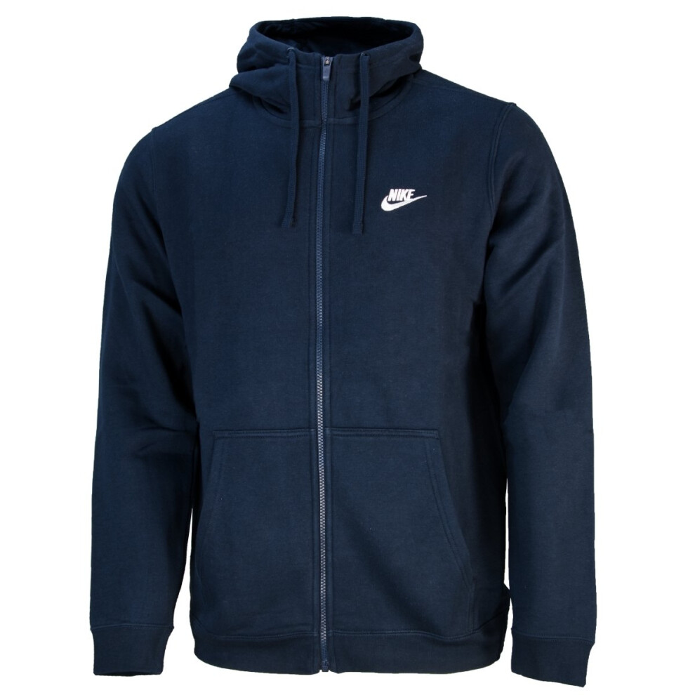 Nike Men's Sportswear Full Zip Club Hoodie  Obsidian/Obsidian/White  M