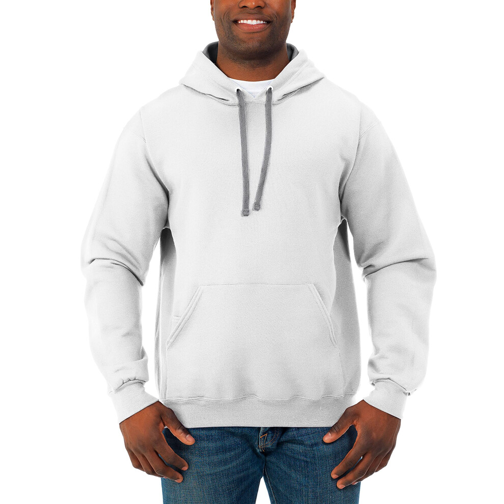 Fruit of the Loom Men's Sofspun Fleece Hoodie  Pullover-White  3X-Larg