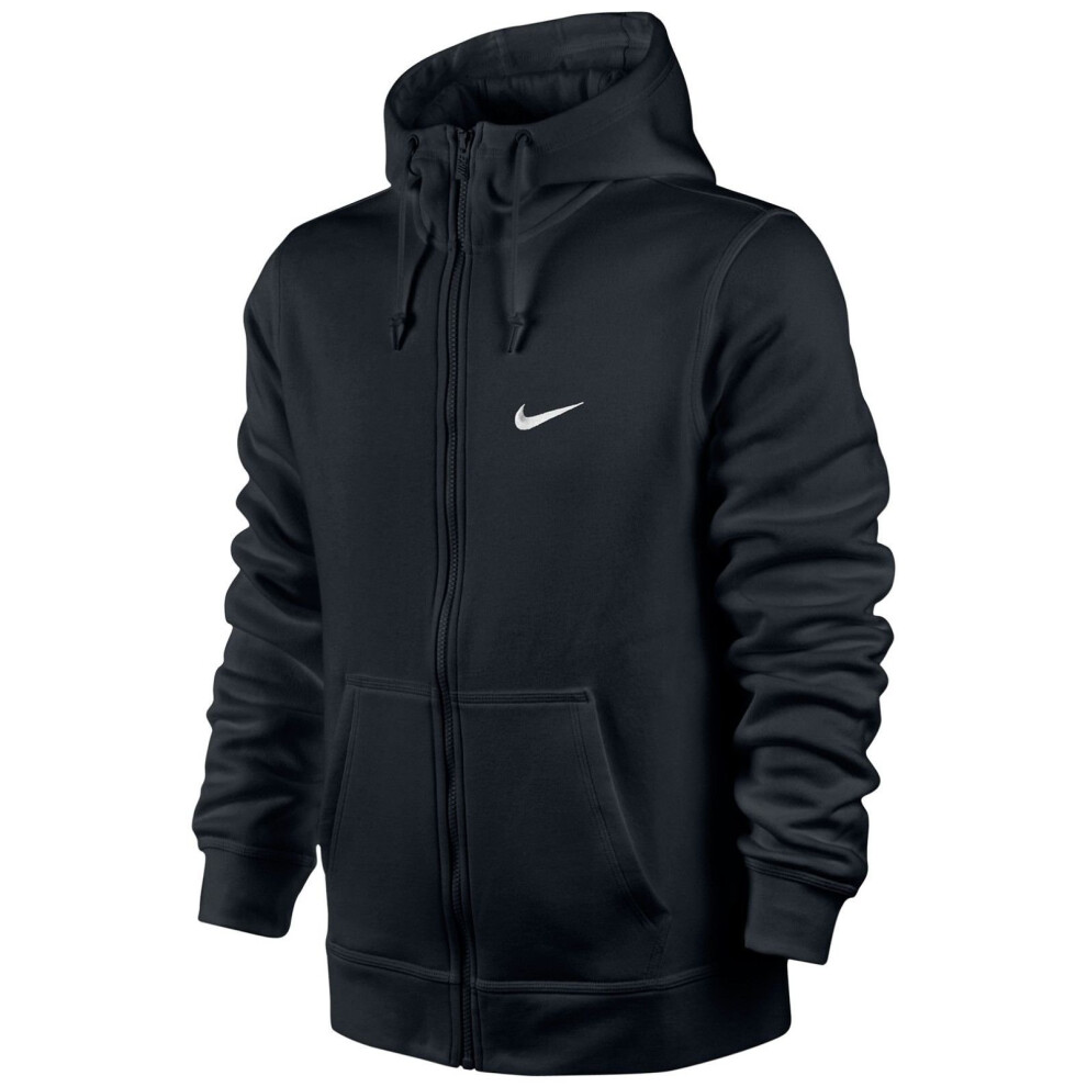 Nike Mens Club Swoosh Full-Zip Hoodie Black Size Large  Black/White  S