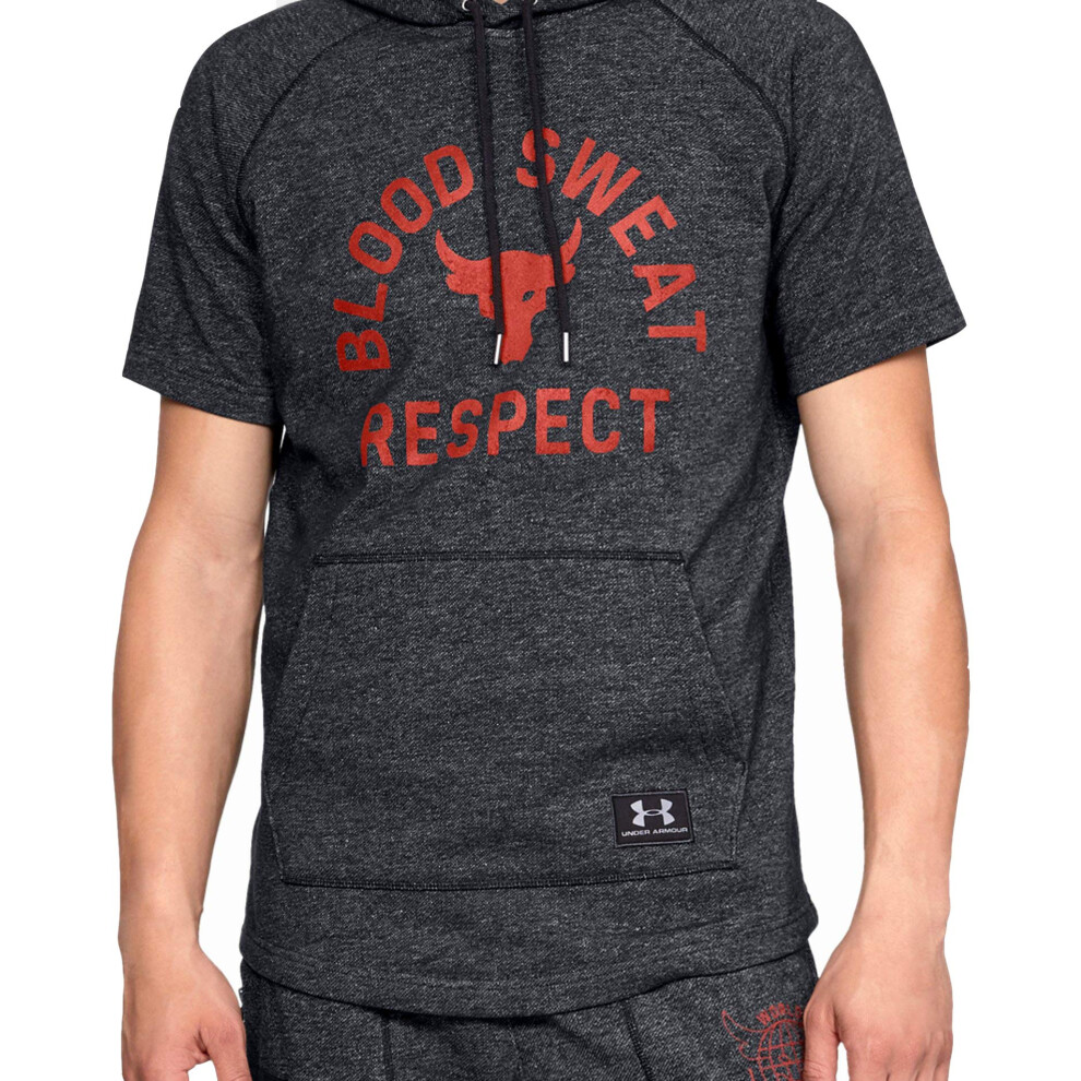 Under Armour Men's Project Rock Respect Short Sleeve Hoodie SM Black