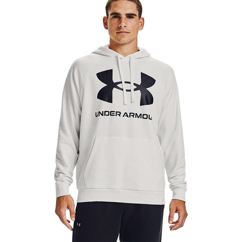 Under Armour Mens Rival Fleece Big Logo Hoodie   Onyx White (112)/Blac