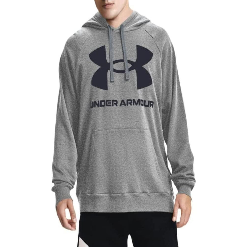 Under Armour Mens Rival Fleece Big Logo Hoodie   Pitch Gray Light Heat