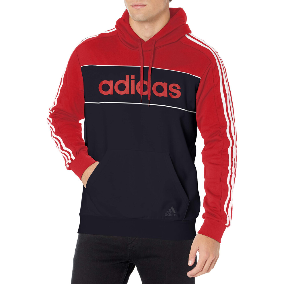 adidas mens Essentials Hooded Sweatshirt Scarlet/ Ink/Scarlet X-Large