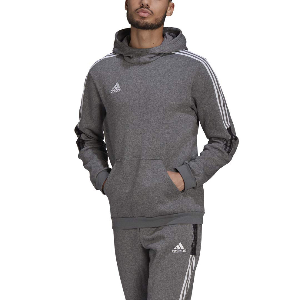 adidas mens Tiro 21 Sweat Hoodie Grey Melange Small