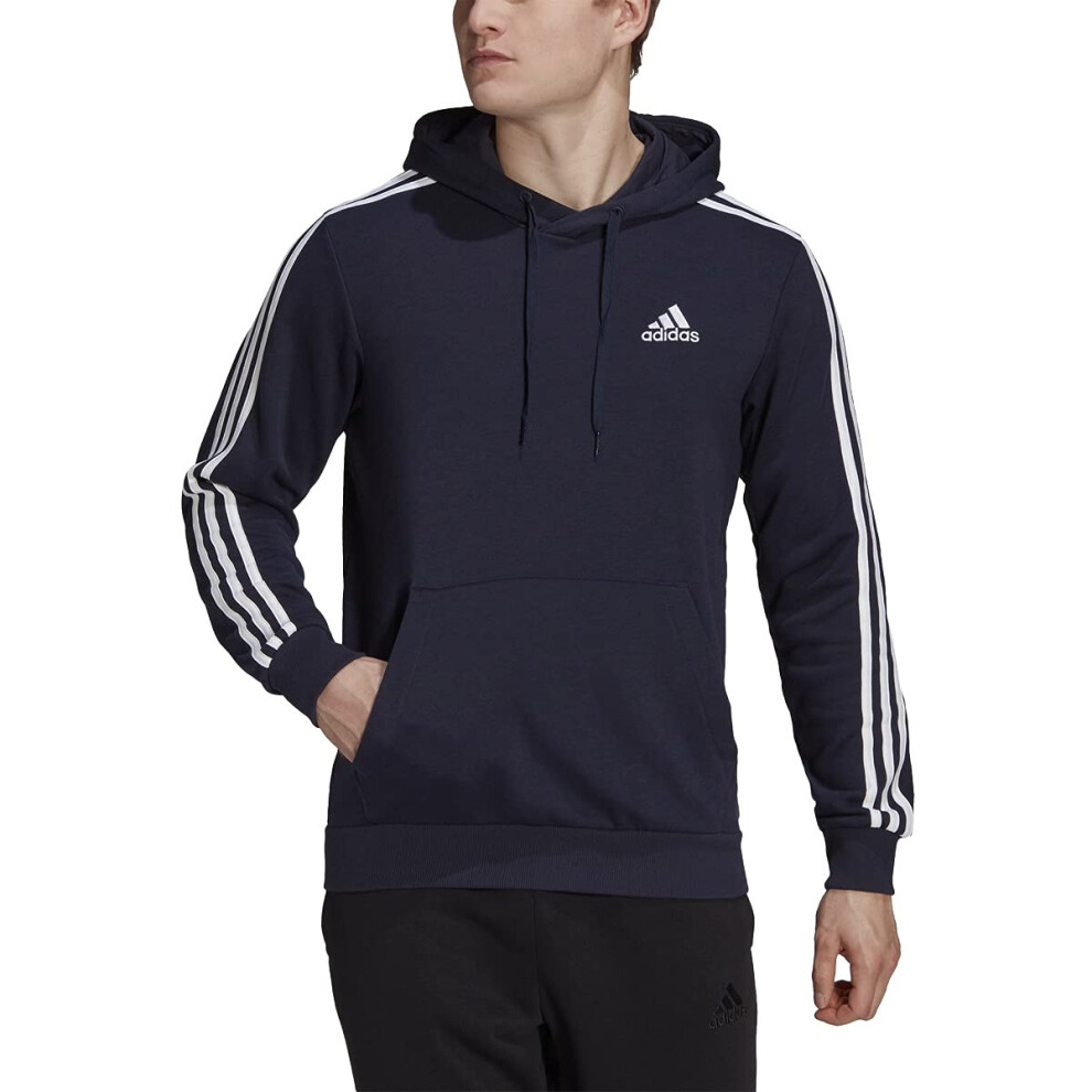 adidas Men's Essentials 3-Stripes French Terry Hoodie  Legend Ink/Whit