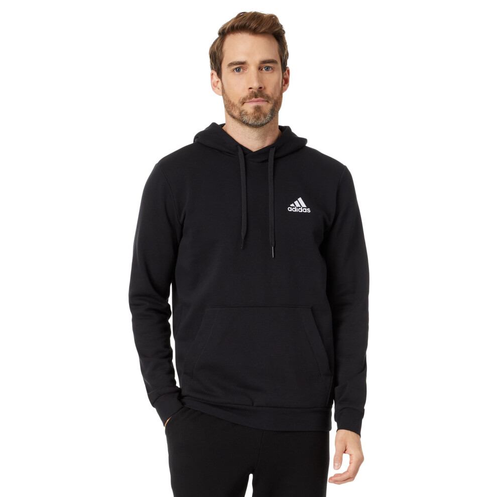 adidas Men's Essentials Fleece Hoodie  Black/White  Medium