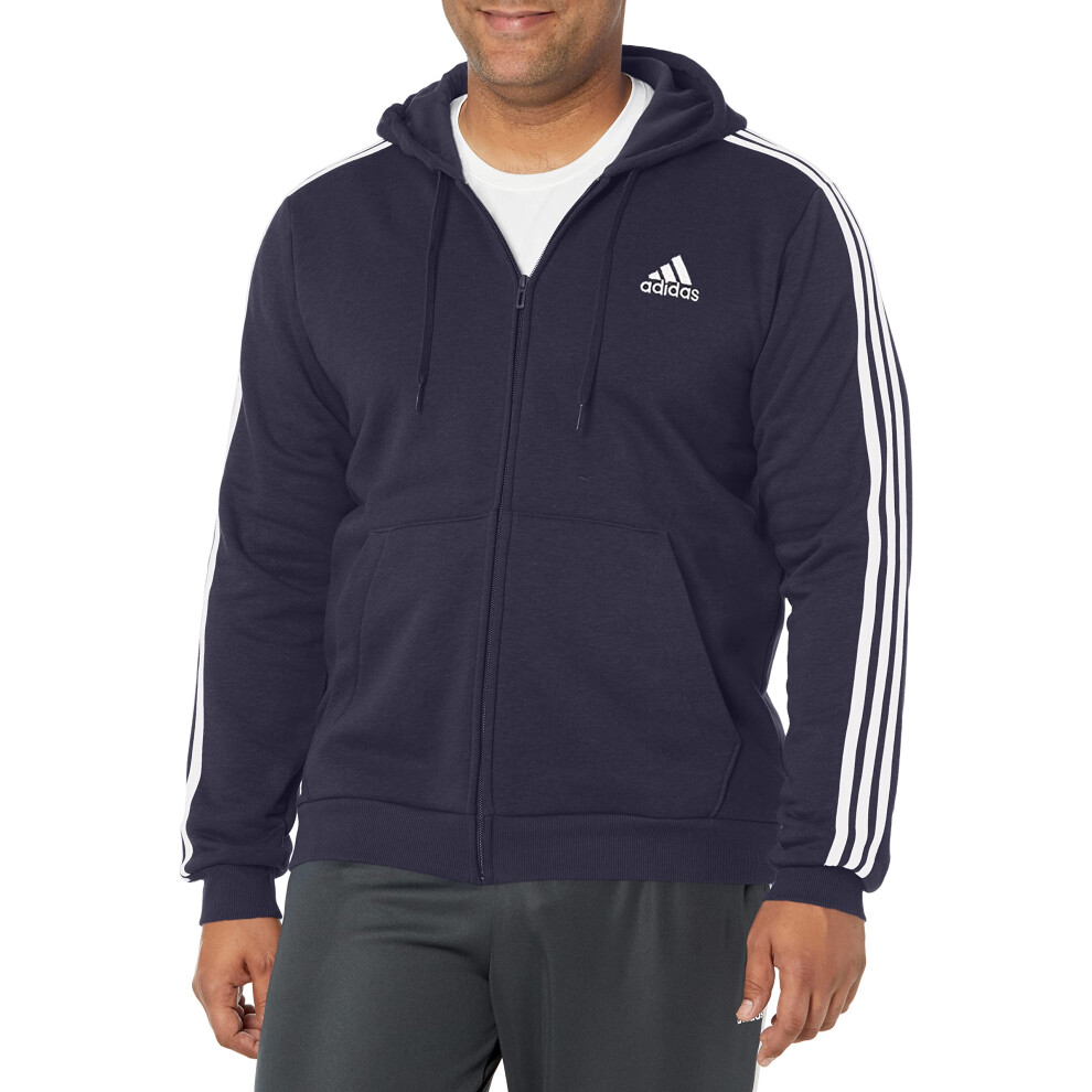 adidas Men's Standard Essentials Fleece 3-Stripes Full-Zip Hoodie  Leg