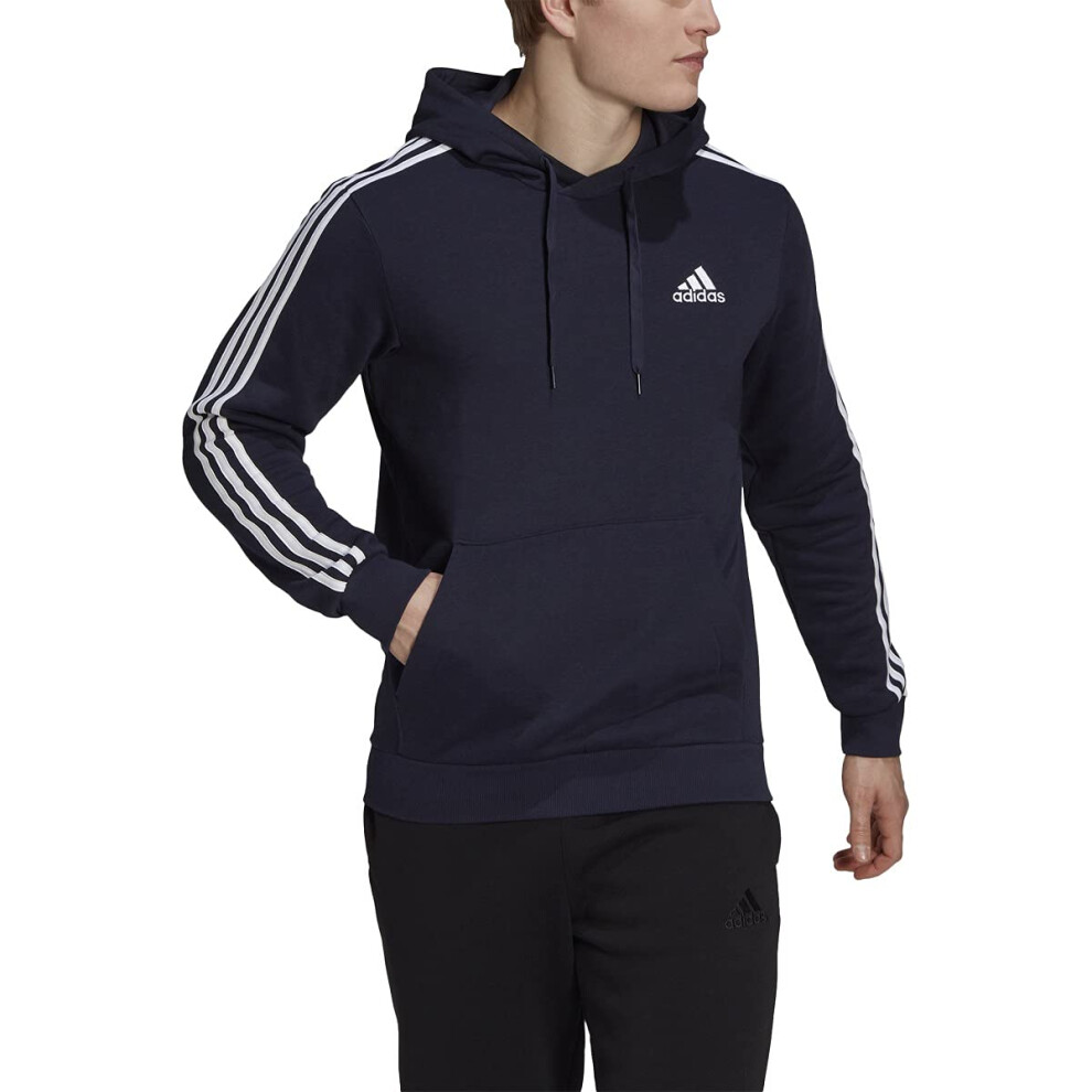 adidas Men's Standard Essentials Fleece 3-Stripes Hoodie  Legend Ink/W