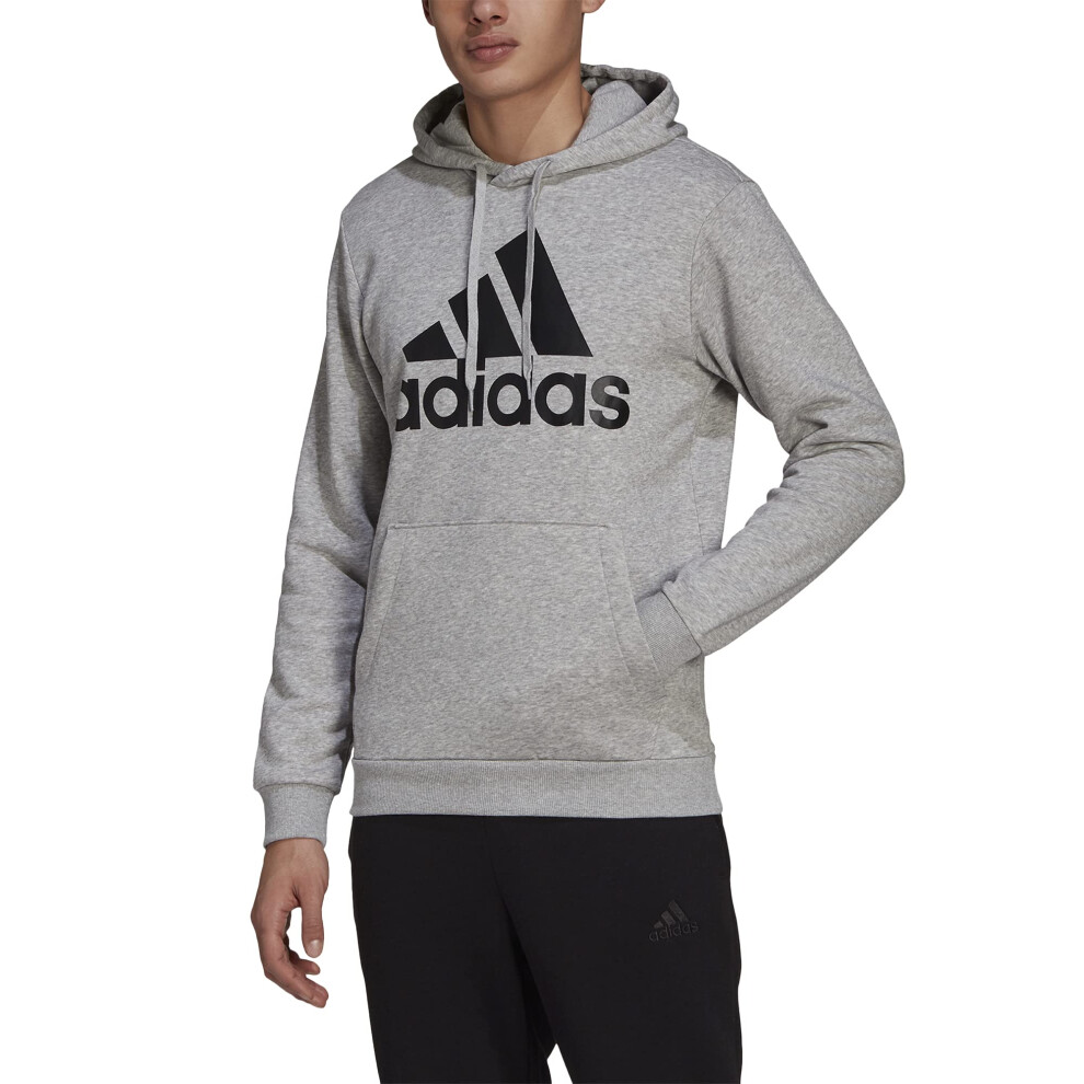 adidas Men's Essentials Fleece Big Logo Hoodie  Medium Grey Heather/Bl