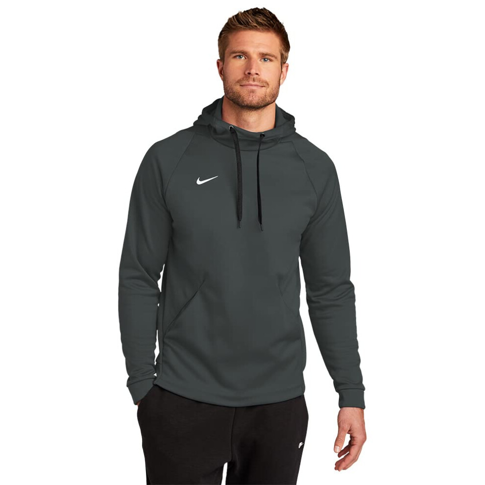 MEN'S NIKE THERMA PULLOVER HOODIE (ANTHRACITE/WHITE  Medium)