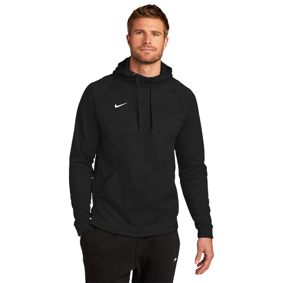 MEN'S NIKE THERMA PULLOVER HOODIE (BLACK/WHITE  Medium)