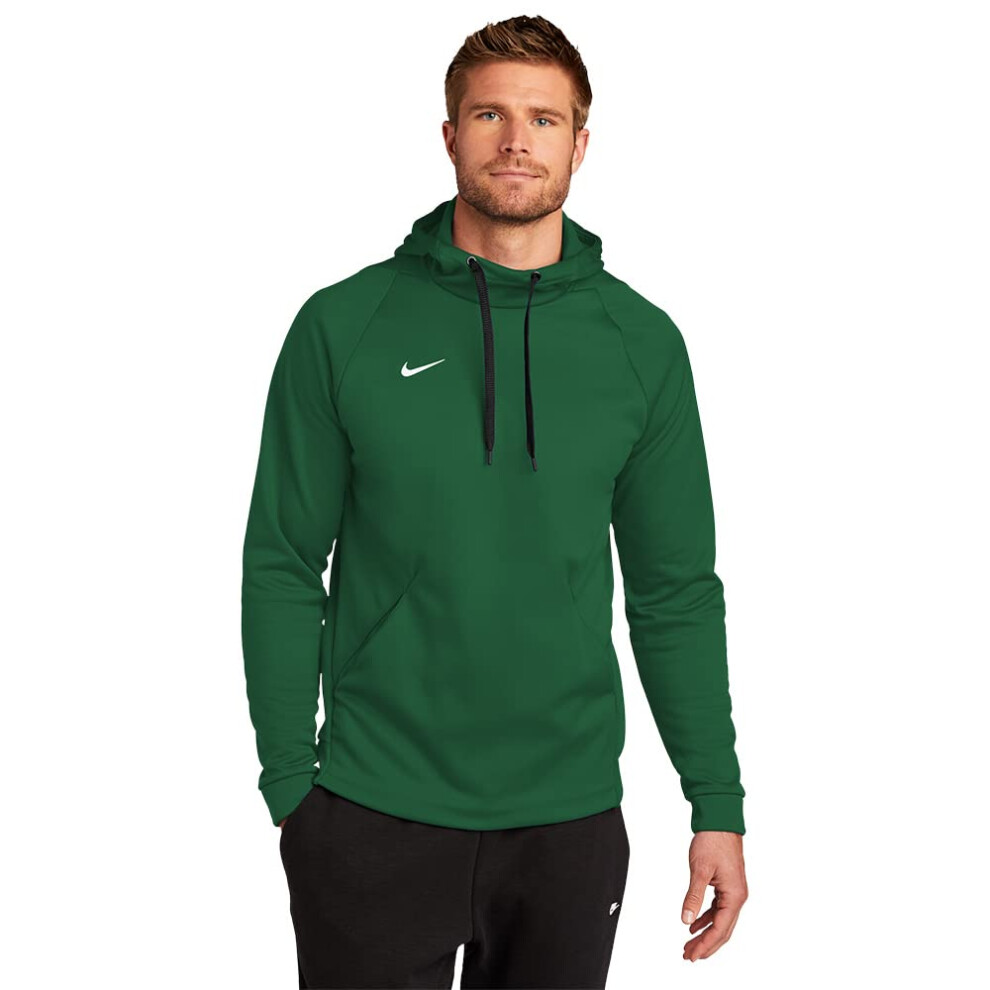 MEN'S NIKE THERMA PULLOVER HOODIE (DARK GREEN/WHITE  Small)