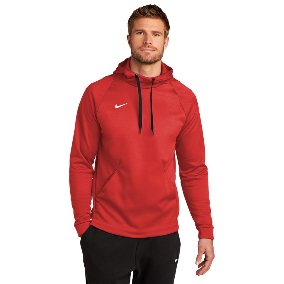 MEN'S NIKE THERMA PULLOVER HOODIE (SCARLET/WHITE  Medium)