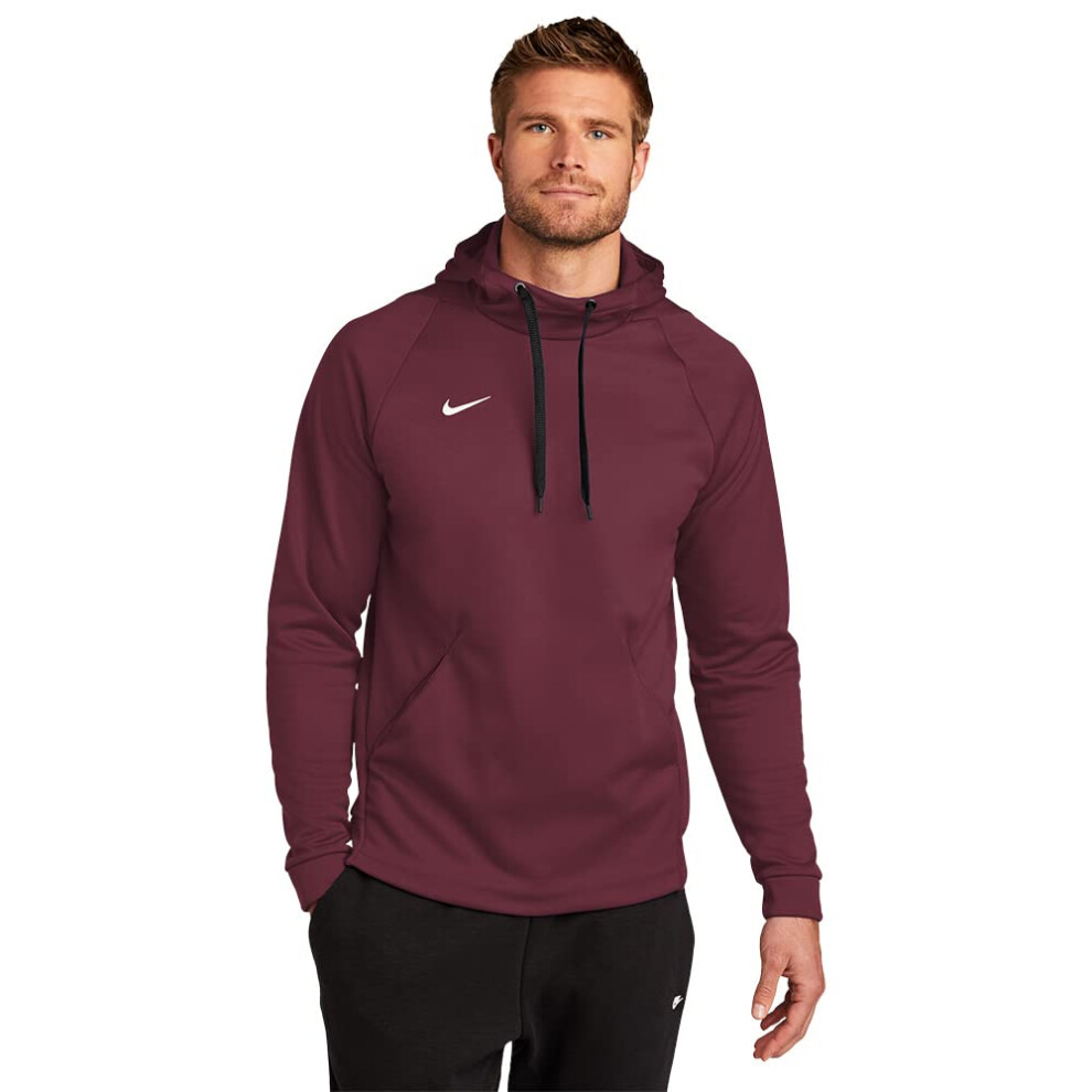 MEN'S NIKE THERMA PULLOVER HOODIE (DARK MAROON/WHITE  Medium)