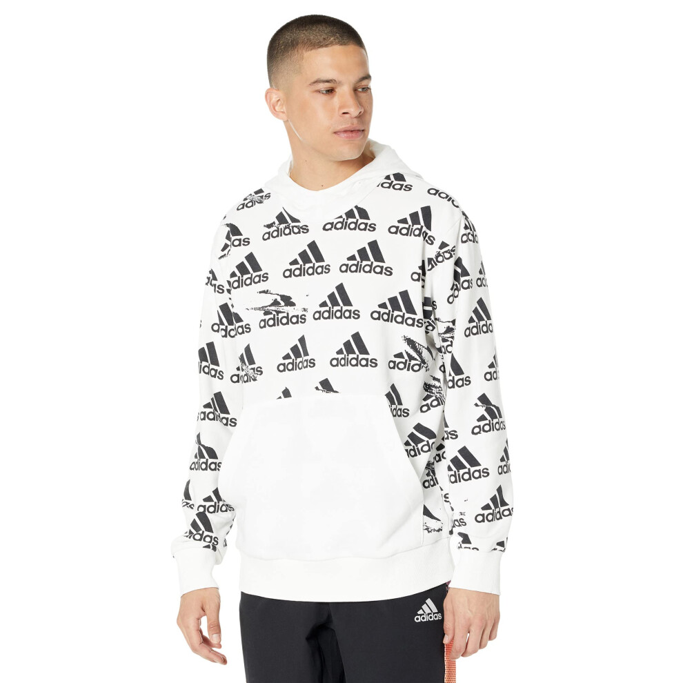 adidas Men's Essentials Brandlove Hoodie  White  Large