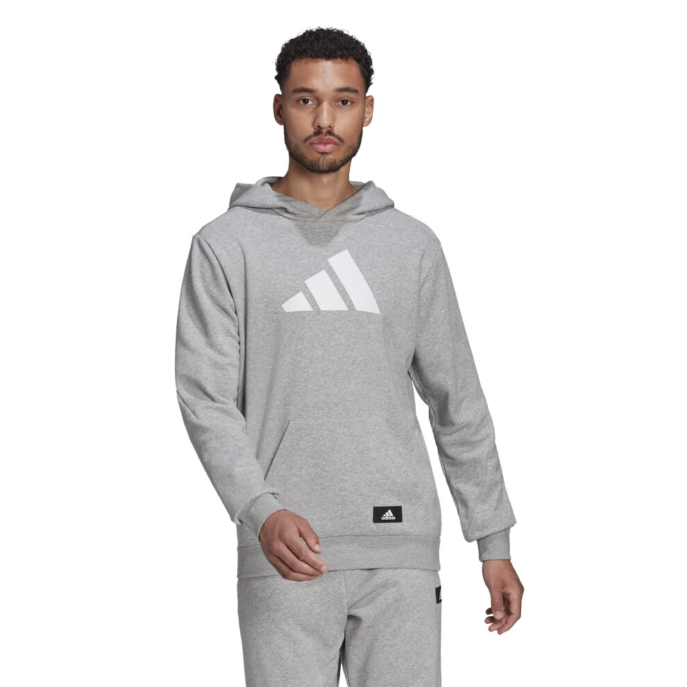 adidas Men's Future Icon 3-Bar Hoodie  Medium Grey Heather  X-Large