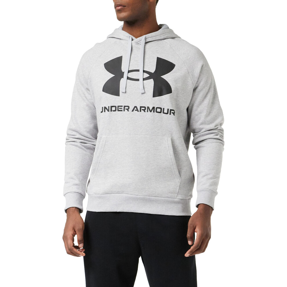 Under Armour Mens Rival Fleece Big Logo Hoodie  Mod Gray Light Heather