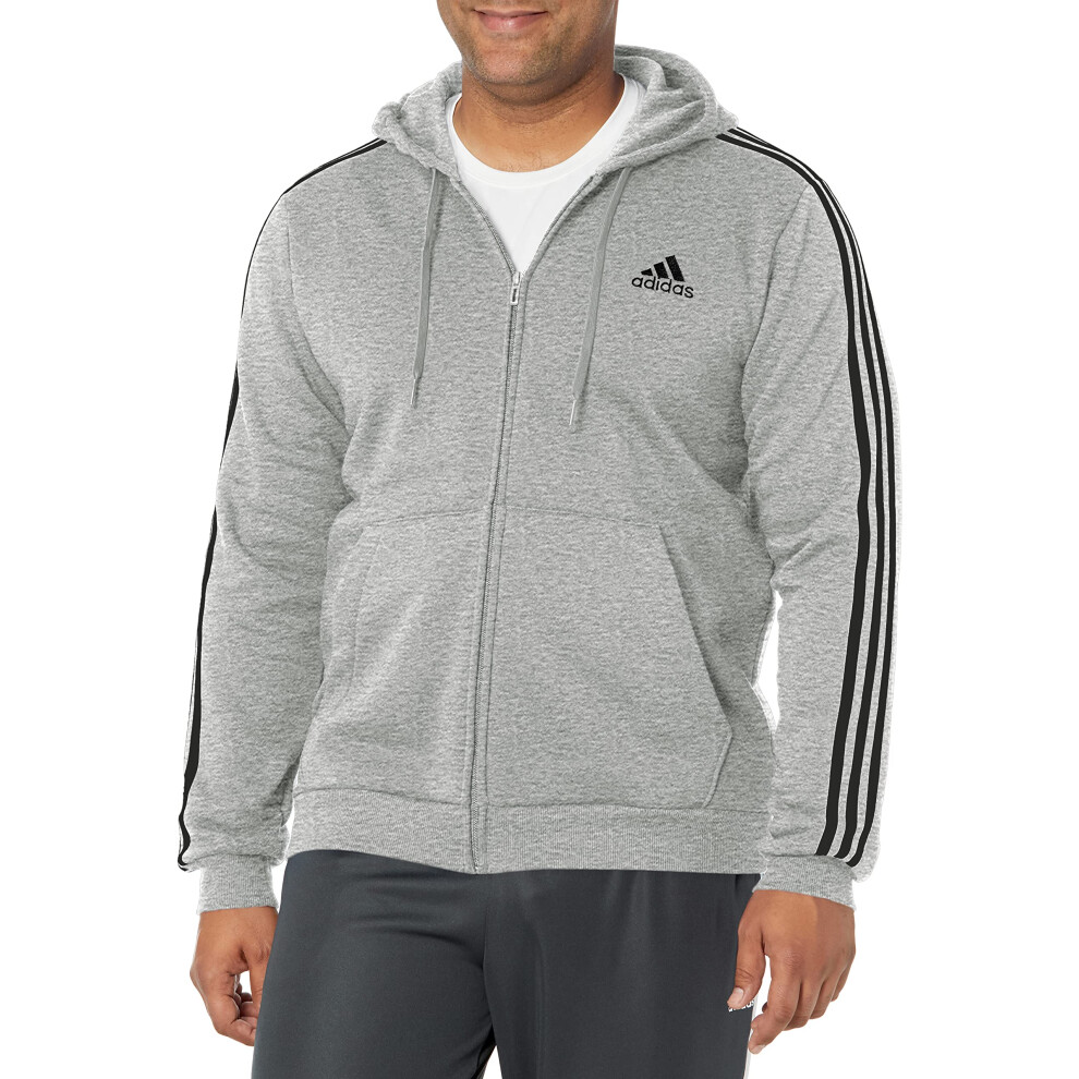 adidas Men's Size Essentials Fleece 3-Stripes Full-Zip Hoodie  Medium