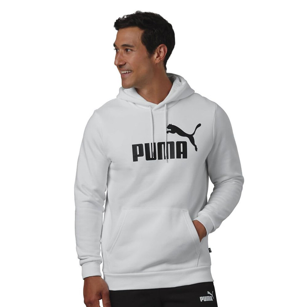 PUMA mens Essentials Big Logo Fleece Hoodie Hooded Sweatshirt  White