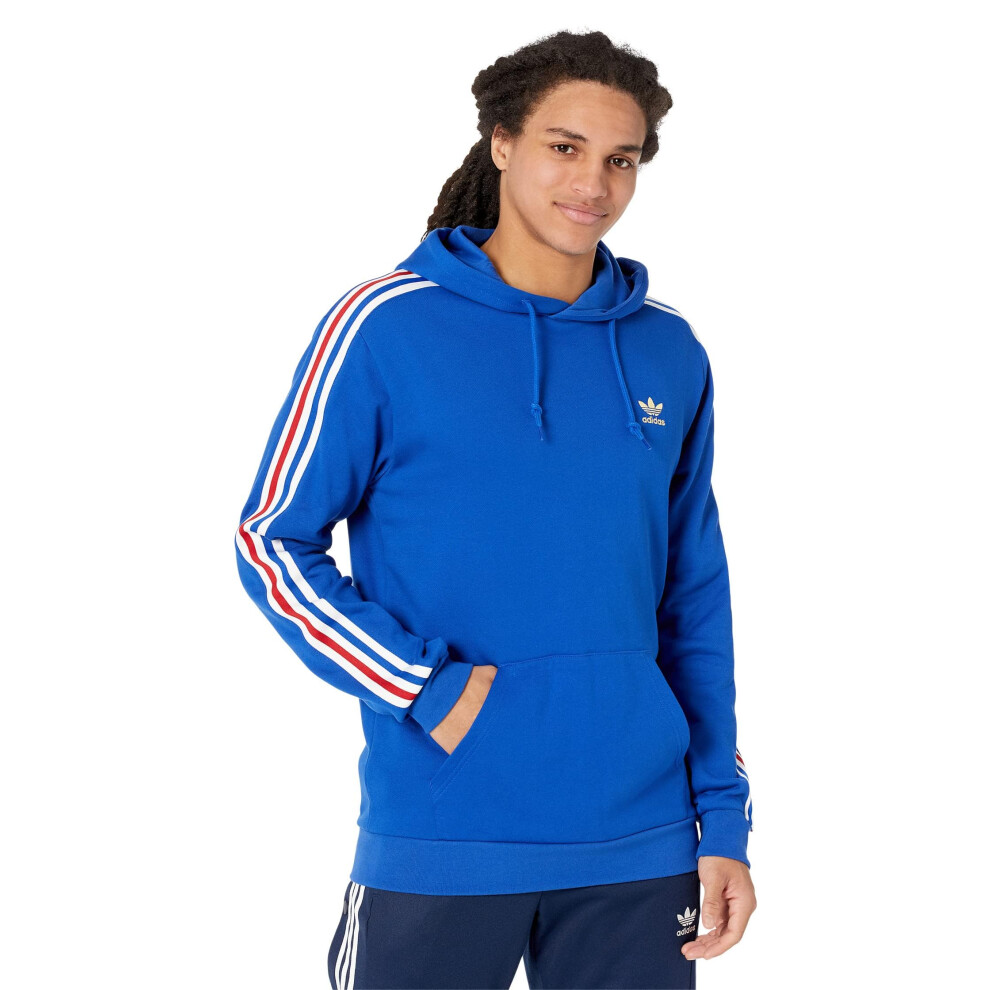 adidas Originals Men's 3 Stripe Hoodie  Team Royal Blue/Gold Metallic/