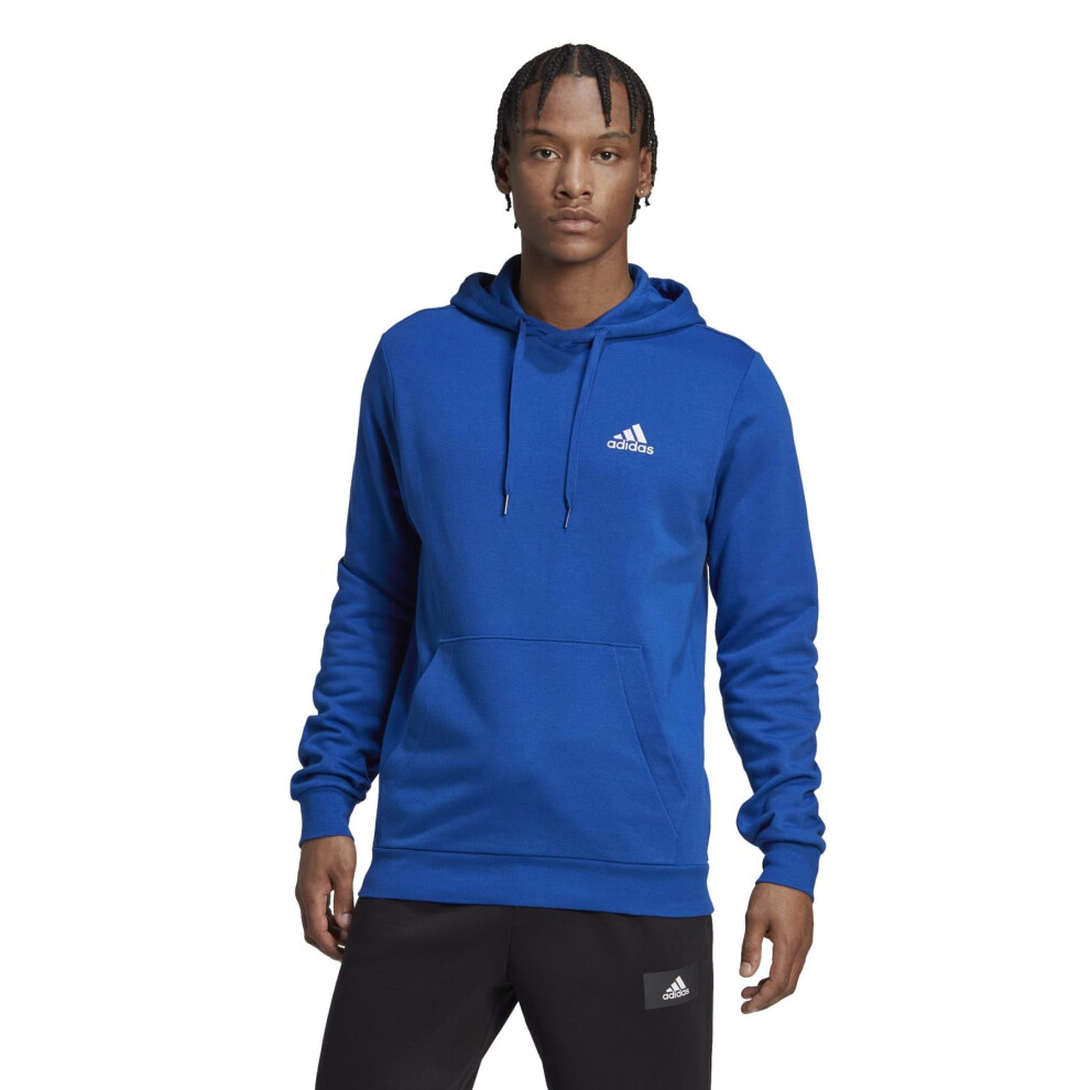 adidas Men's Essentials Fleece Hoodie  Team Royal Blue/White  Small