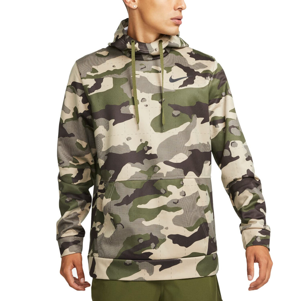 Nike Therma-FIT Men's Pullover Camo Training Hoodie (Medium  Khaki/Bla