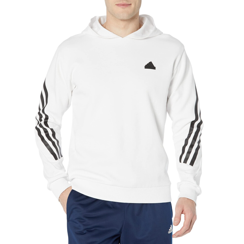 adidas Men's Future Icon 3-Stripes Hoodie  White  Large