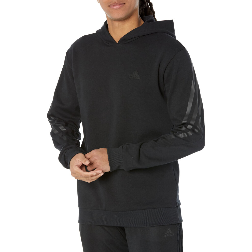 adidas Men's Future Icon 3-Stripes Hoodie  Black/Black  Large