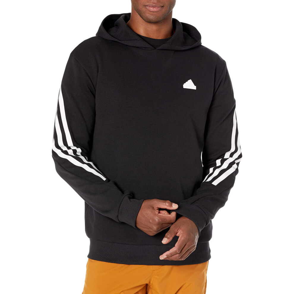 adidas Men's Future Icon 3-Stripes Hoodie  Black/White  Medium