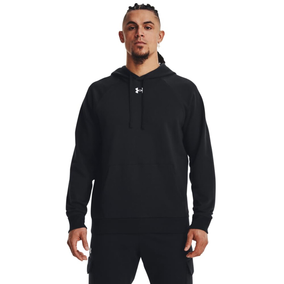 Under Armour Men's Rival Fleece Hoodie  (001) Black / / White  3X-Larg