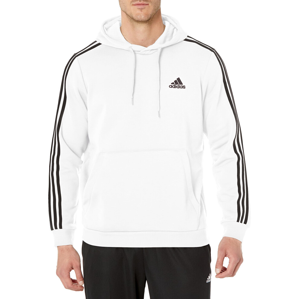 adidas Men's Essentials Fleece 3-stripes Hoodie  White  X-Large