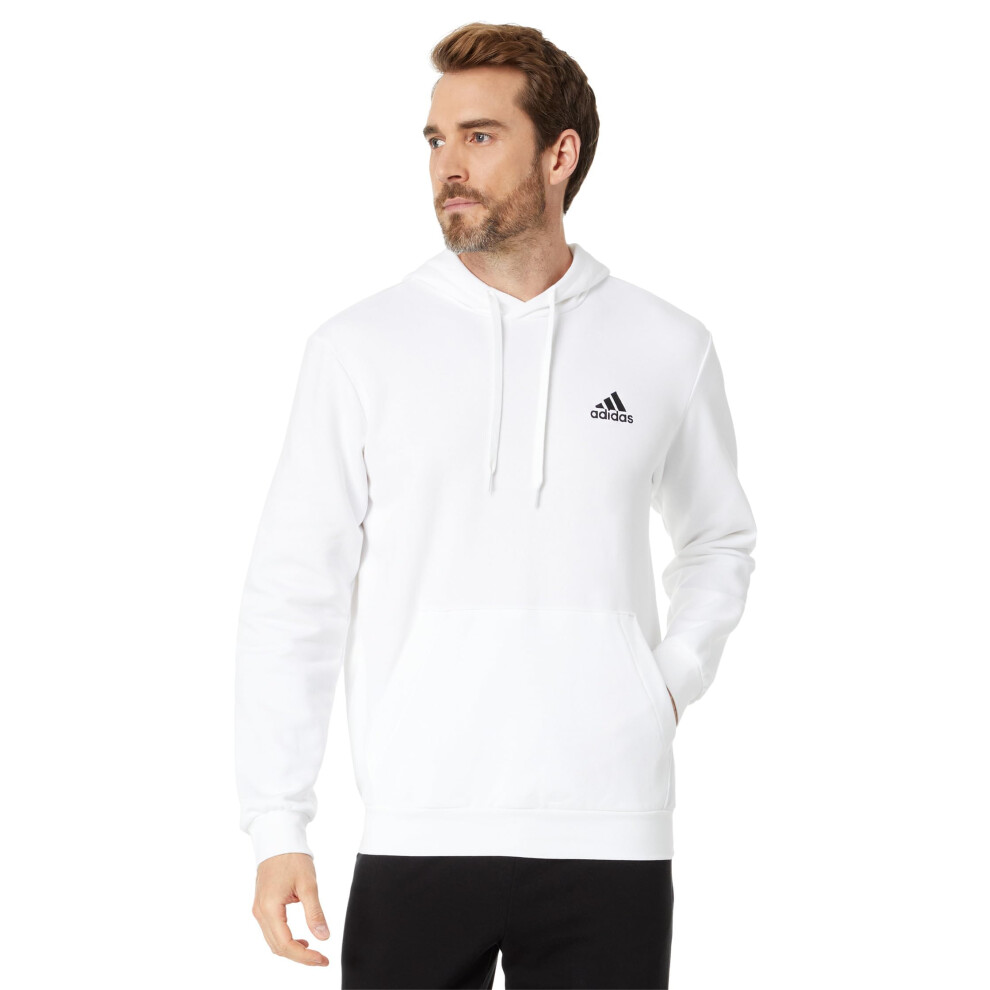 adidas Men's Essentials Fleece Hoodie  White/Black  Large