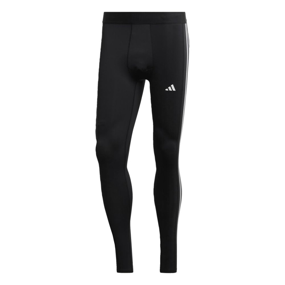 adidas Men's Techfit 3-Stripes Training Long Tights  Black  Small