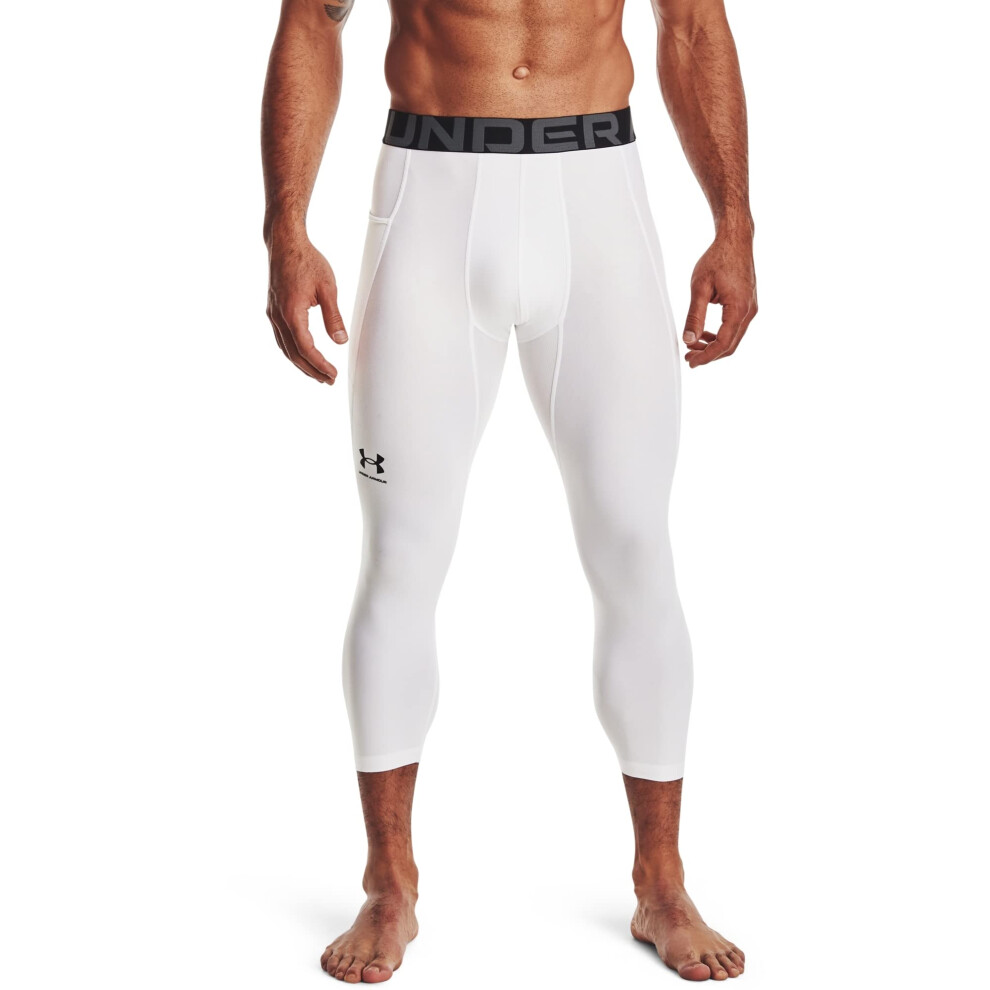 Under Armour Men's Armour HeatGear 3/4 Leggings  White (100)/Black  Me