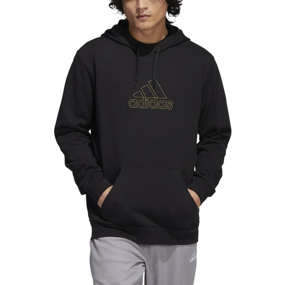 adidas Men's Embroidery Graphic Hoodie  Black  Medium