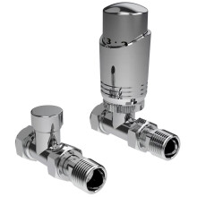 Designer Chrome Thermostatic Radiator Valve TRV Twin Pack - Straight