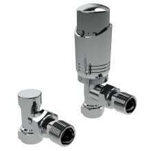 Designer Chrome Thermostatic Radiator Valve TRV Twin Pack - Angled
