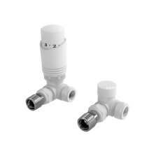 Designer White Thermostatic Radiator Valve TRV Twin Pack - Corner
