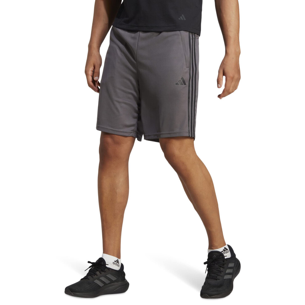 adidas Men's Essentials Pique 3-Stripes Training Shorts  Grey/Black  3