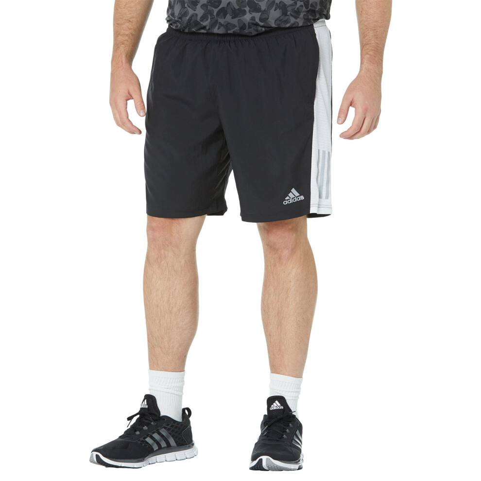 adidas Men's Standard Own The Run Shorts  Black/White/Reflective Silve