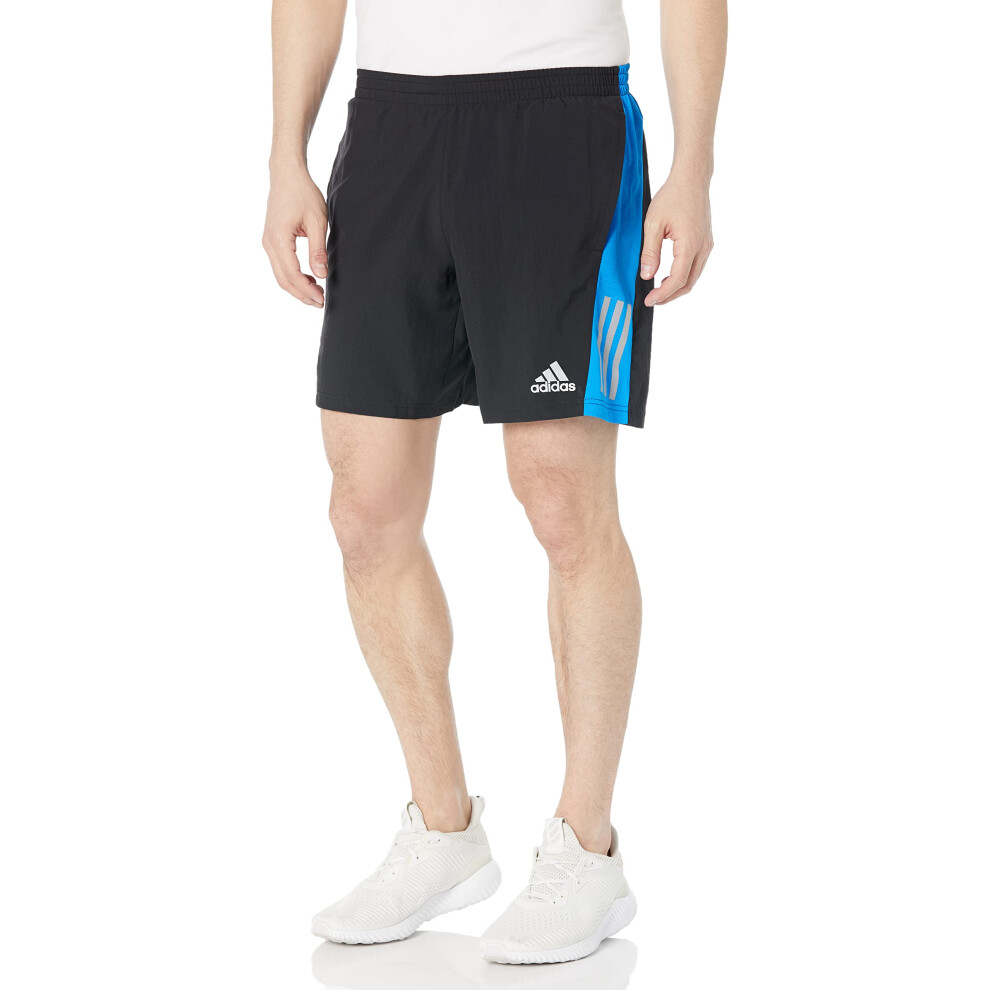 adidas Men's Own The Run Shorts  Black/Blue Rush/Reflective Silver  X-