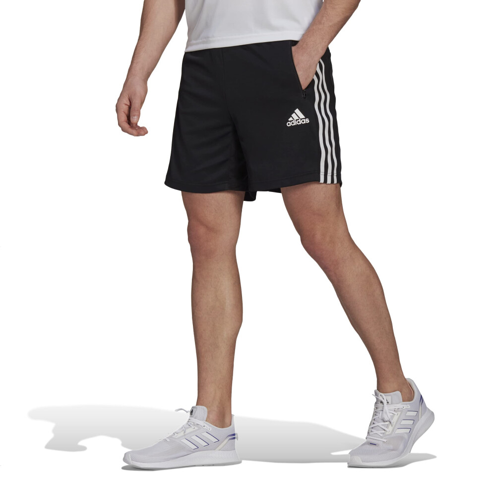 adidas Mens 3-Stripes Shorts Black/White Small