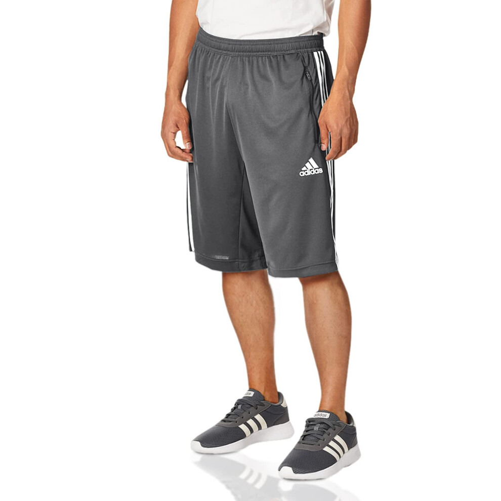 adidas Men's Designed 2 Move 3-Stripes Primeblue Shorts  Grey/White  M