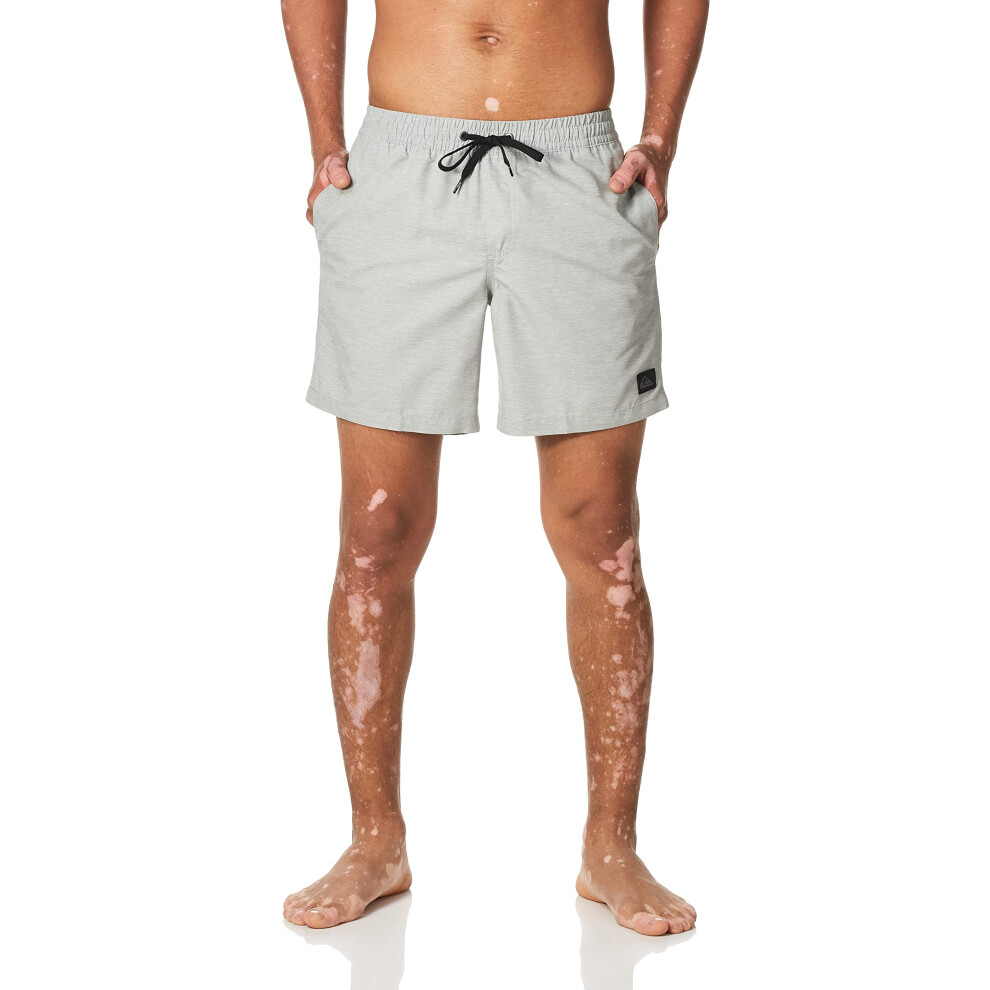 Quiksilver mens Solid Elastic Waist Volley Boardshort Swim Trunk Bathi