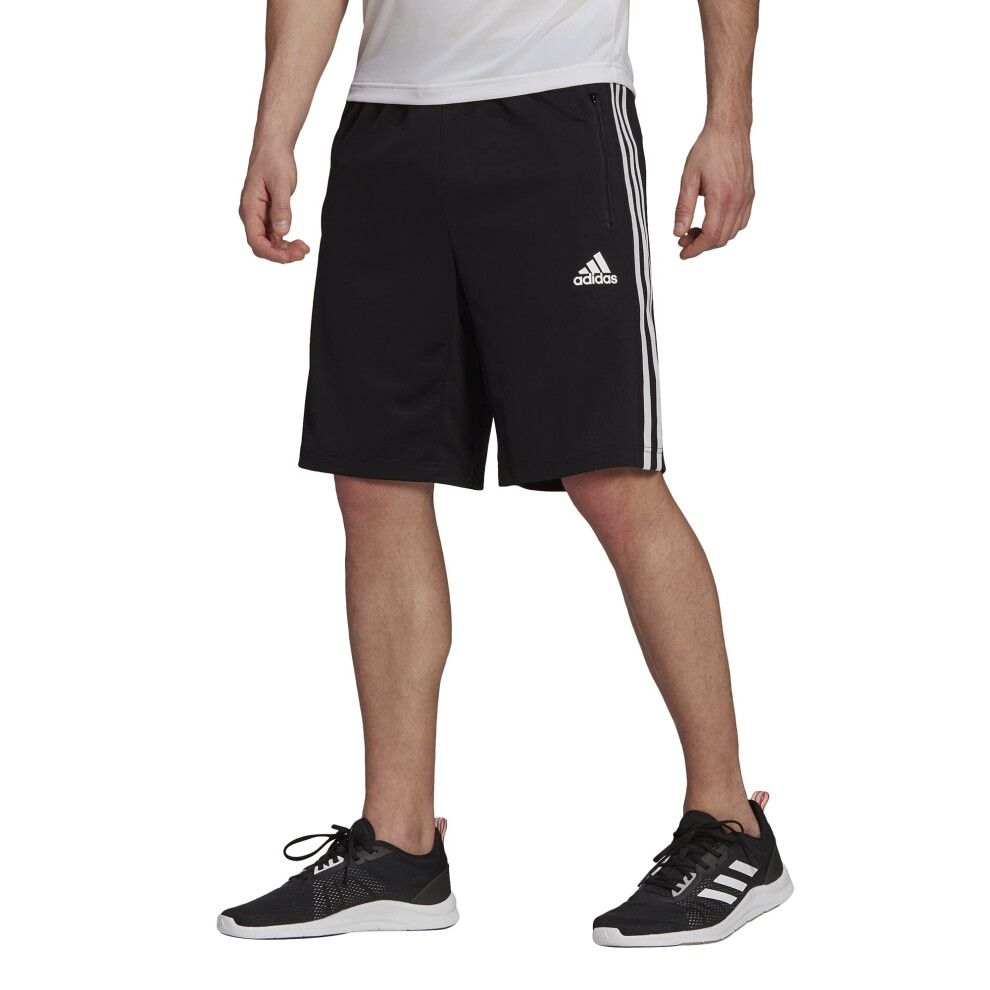 adidas mens Designed 2 Move 3-stripes Primeblue Shorts  Black/White  L